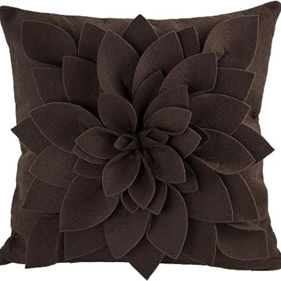 Throw Pillow/Cushion. Sara's Garden Petal decorative16 x 16 inches. Brown - Picture 1 of 7